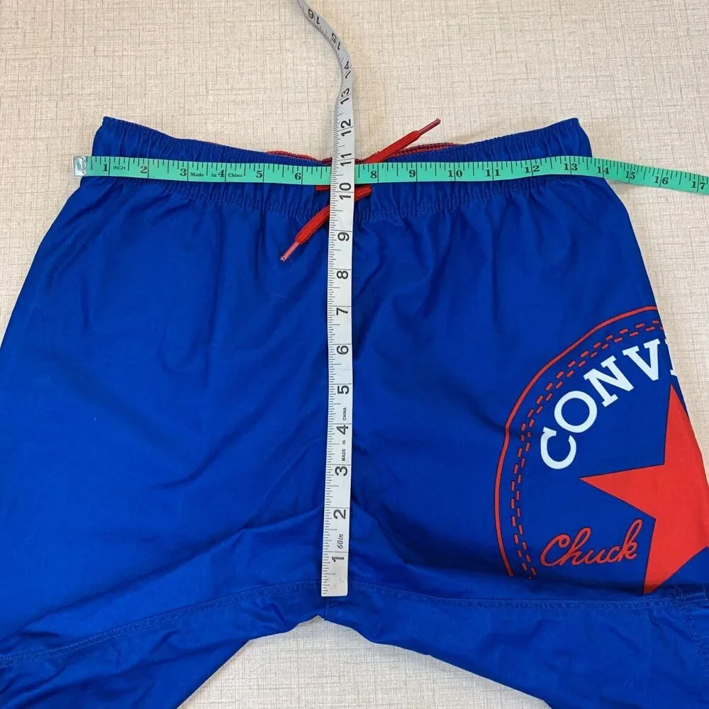 Converse Swim Trunks Boys L Large Blue Elastic Waist Inner Lined Beach Shorts